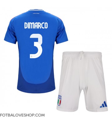 Itálie Federico Dimarco #3 Dětské Domácí Dres ME 2024 Krátký Rukáv (+ trenýrky)